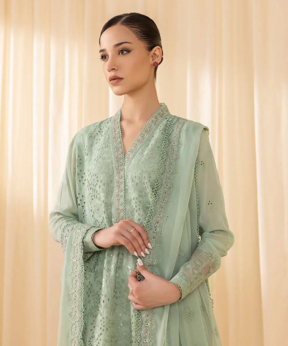 3 Piece -  Embroidered Georgette Chiffon Suit