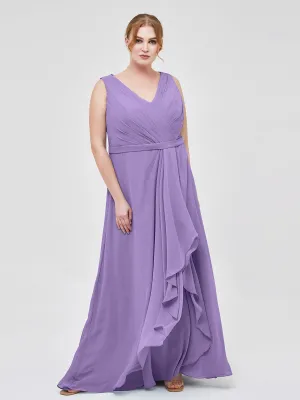 A-line Chiffon Open Back Dress With V-Neck Tahiti
