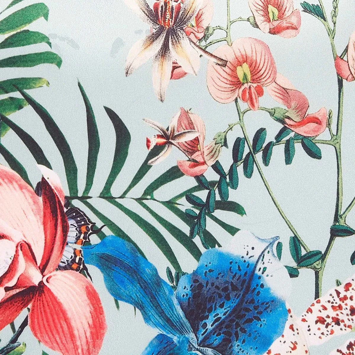 Amanda Vintage Inspired Botanical Print Satin Dress In Mint