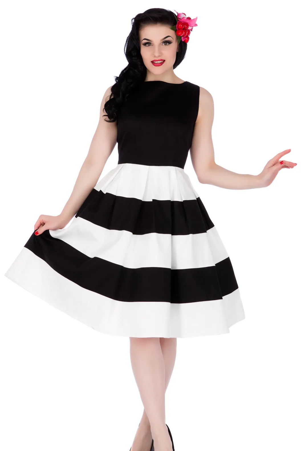 Anna Black & White Striped Swing Dress