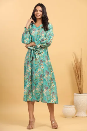 Aqua Life Silk Blue Midi Dress