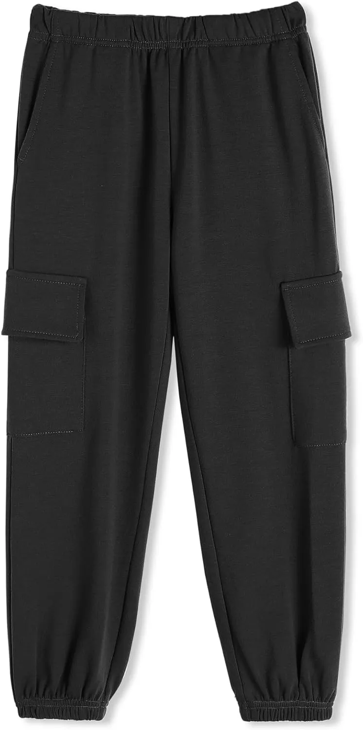 Arshiner Girls 2 Piece Outfits Tie Knot Front Tops and Cargo Jogger Pants Set