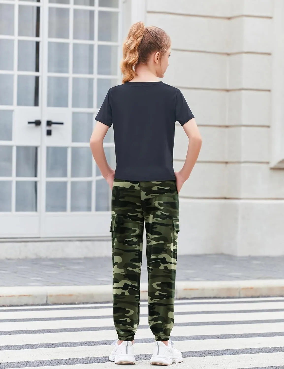 Arshiner Girls 2 Piece Outfits Tie Knot Front Tops and Cargo Jogger Pants Set