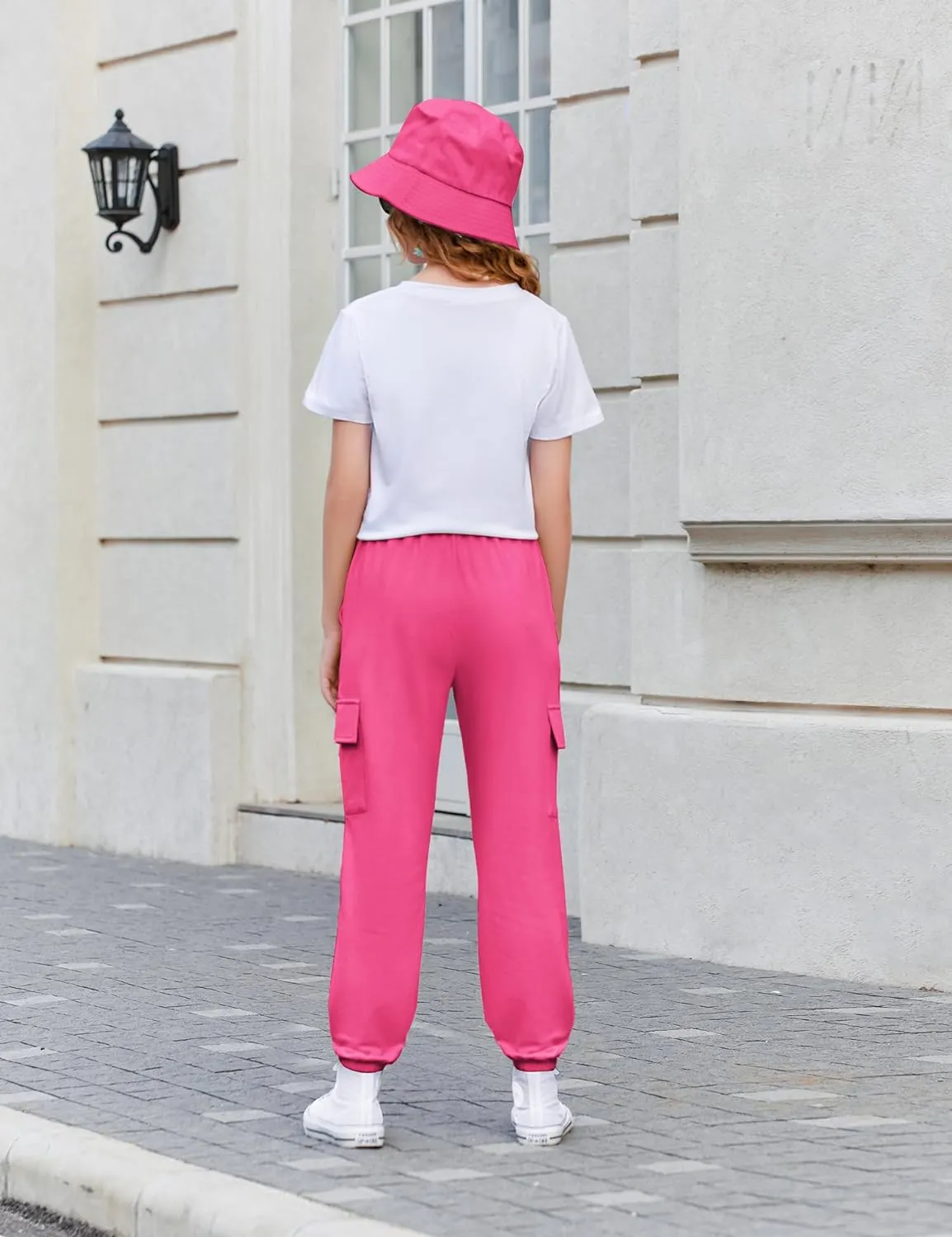 Arshiner Girls 2 Piece Outfits Tie Knot Front Tops and Cargo Jogger Pants Set