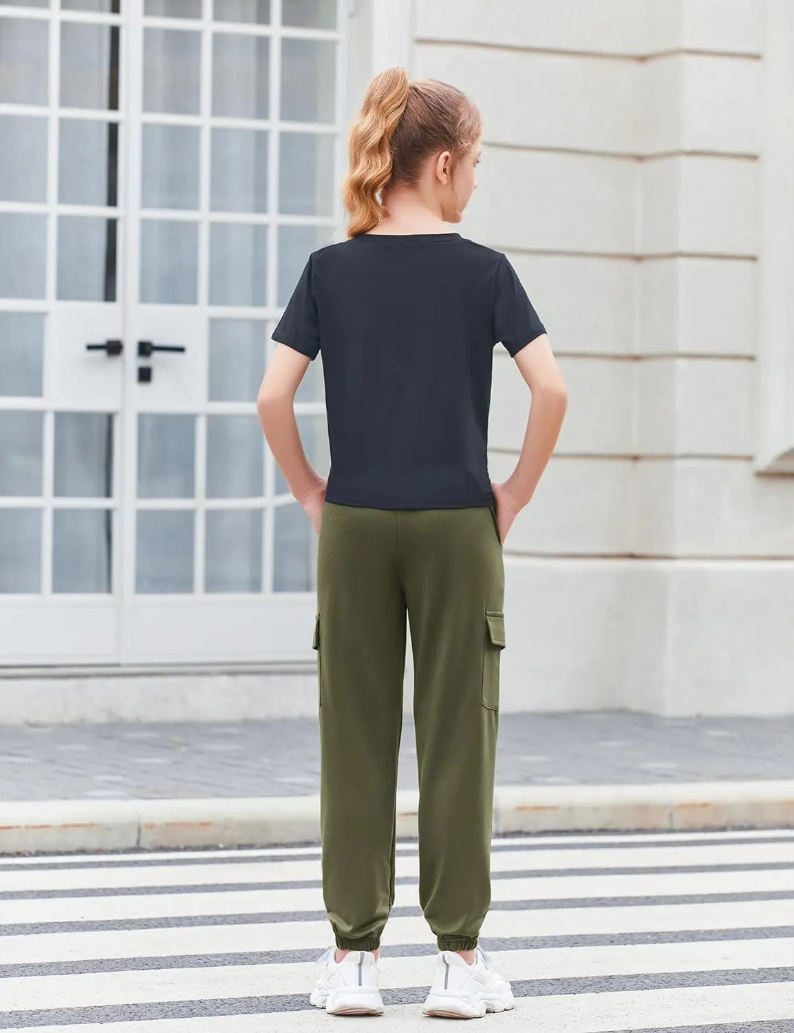 Arshiner Girls 2 Piece Outfits Tie Knot Front Tops and Cargo Jogger Pants Set