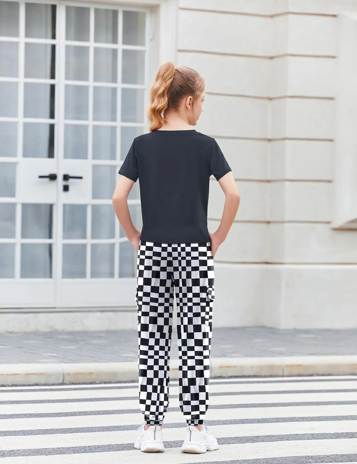 Arshiner Girls 2 Piece Outfits Tie Knot Front Tops and Cargo Jogger Pants Set
