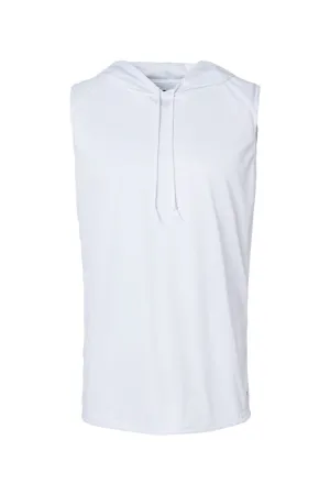 Badger Mens B-Core Moisture Wicking Hooded Tank Top Hoodie - White