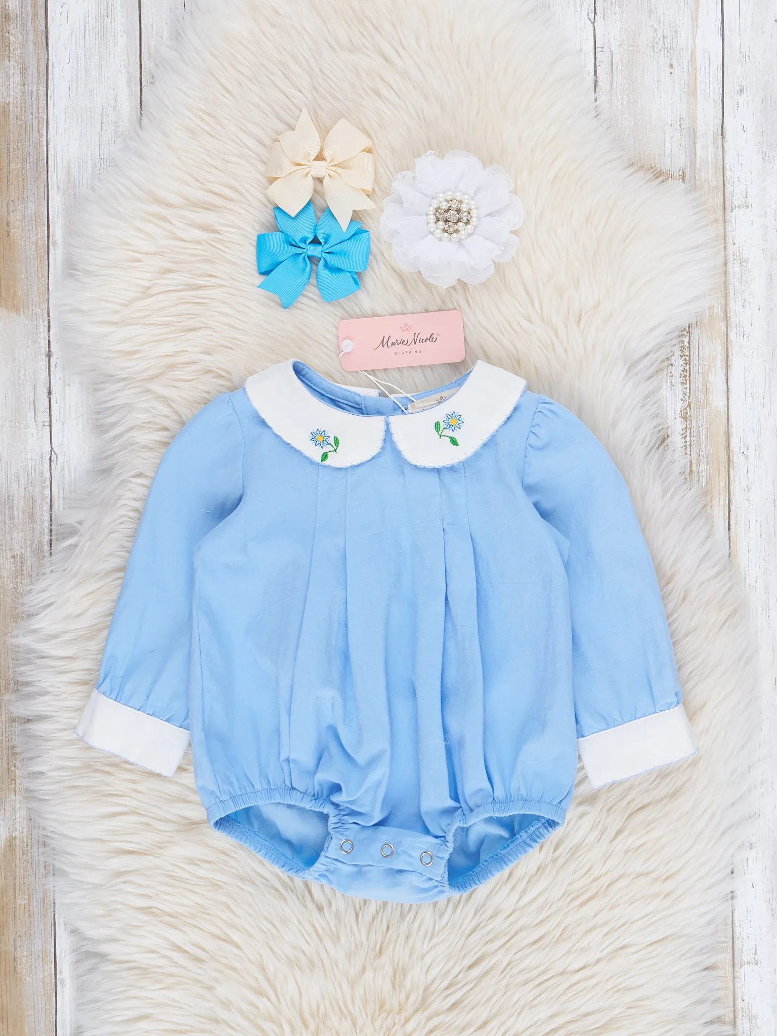 Blue Embroidered Blooms Bubble