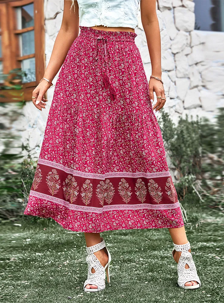 Bohemian Leisure Holiday Print Skirt