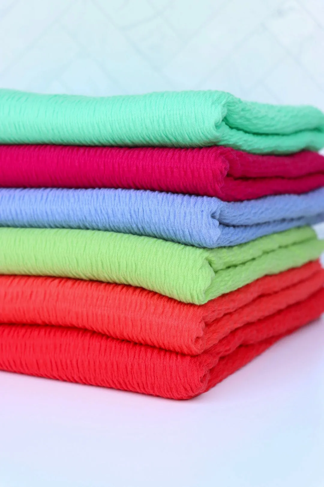 Bright Mint Smocked Jersey Knit