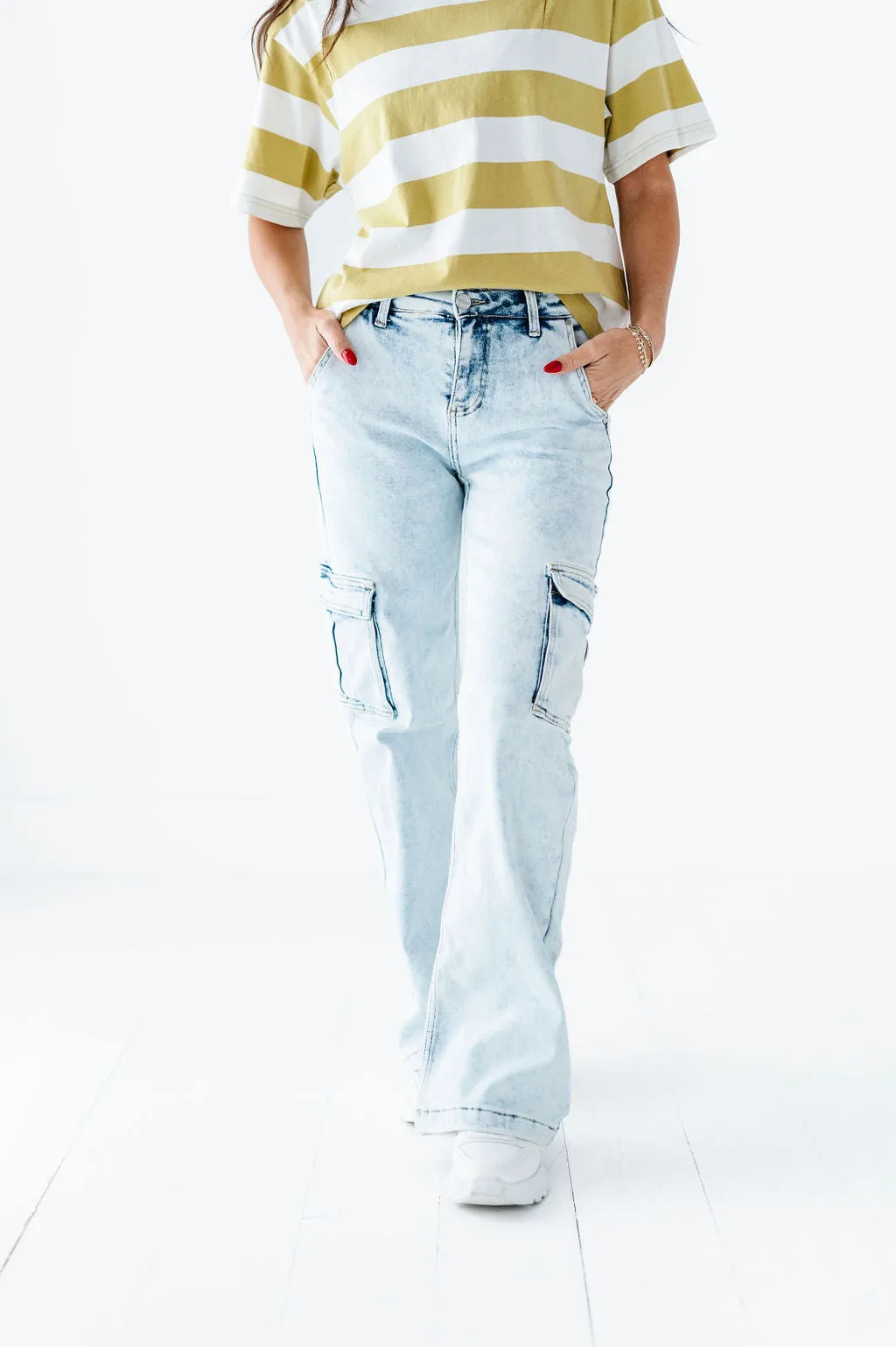 Brooks Cargo Pants in Light Wash