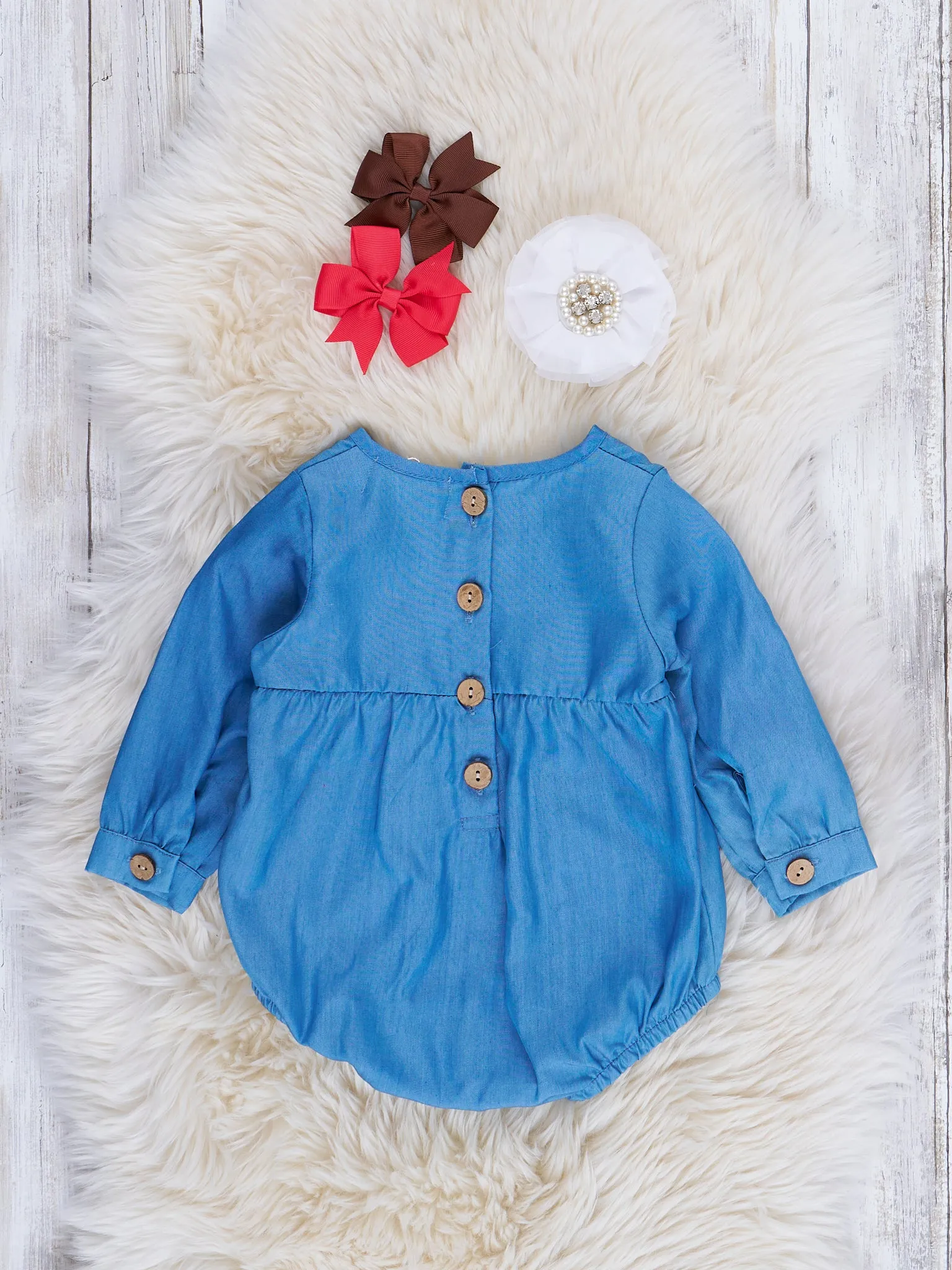 Chambray Embroidered Reindeer Bubble