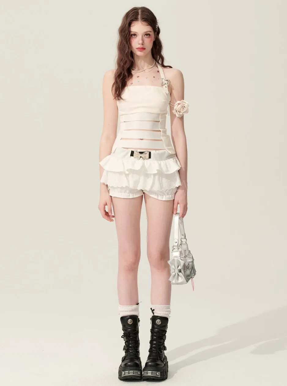 Charming White Halterneck Crop Top