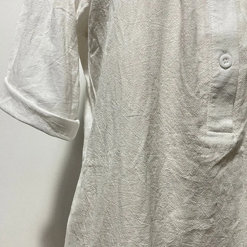 Chicmy-Simple Ramie Cotton Solid Color Split-Side Maxi Dress
