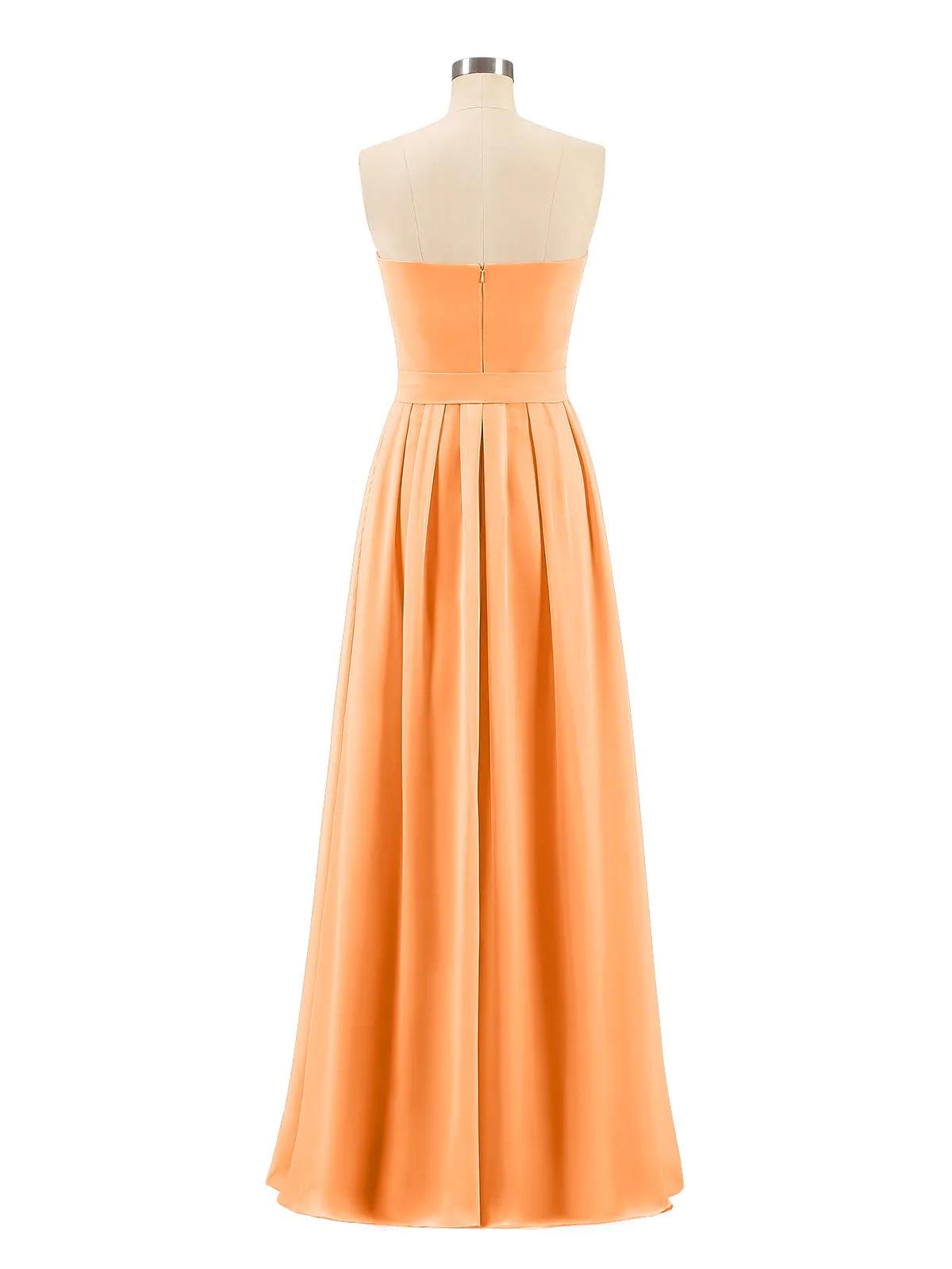 Chiffon Strapless Bridesmaid Gown with Sash-Orange Plus Size