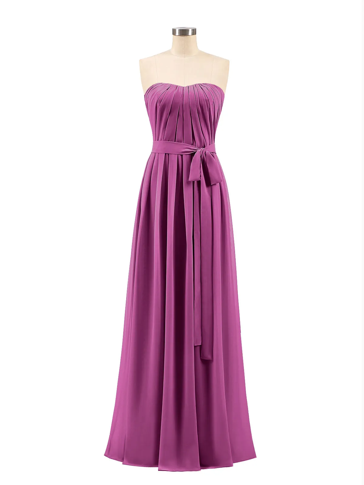 Chiffon Strapless Bridesmaid Gown with Sash-Orchid