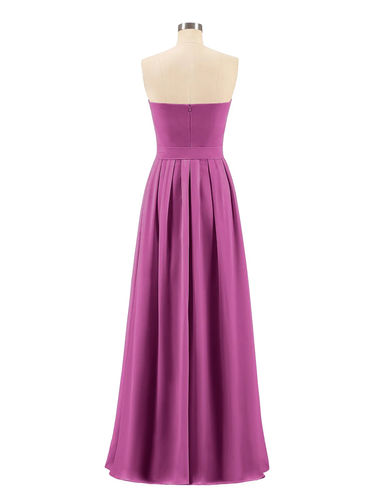 Chiffon Strapless Bridesmaid Gown with Sash-Orchid