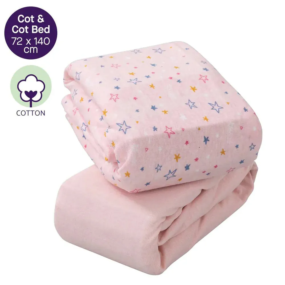ClevaMama 2pk Jersey Cotton Cot Fitted Sheets