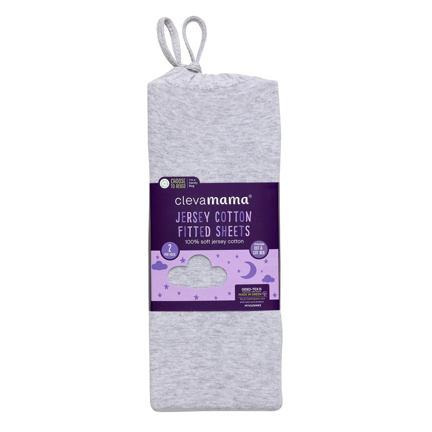 ClevaMama 2pk Jersey Cotton Cot Fitted Sheets