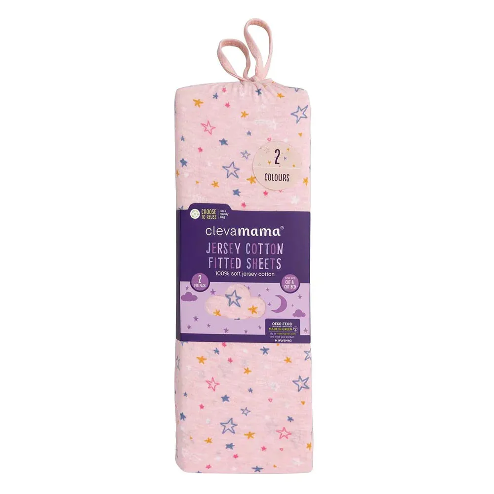 ClevaMama 2pk Jersey Cotton Cot Fitted Sheets