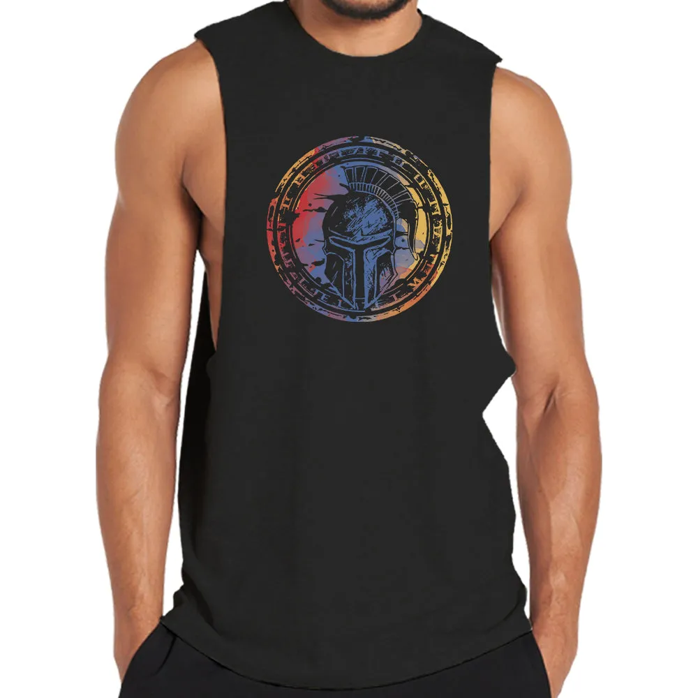 Cotton Colorful Spartan Helmet Graphic Tank Top