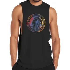 Cotton Colorful Spartan Helmet Graphic Tank Top