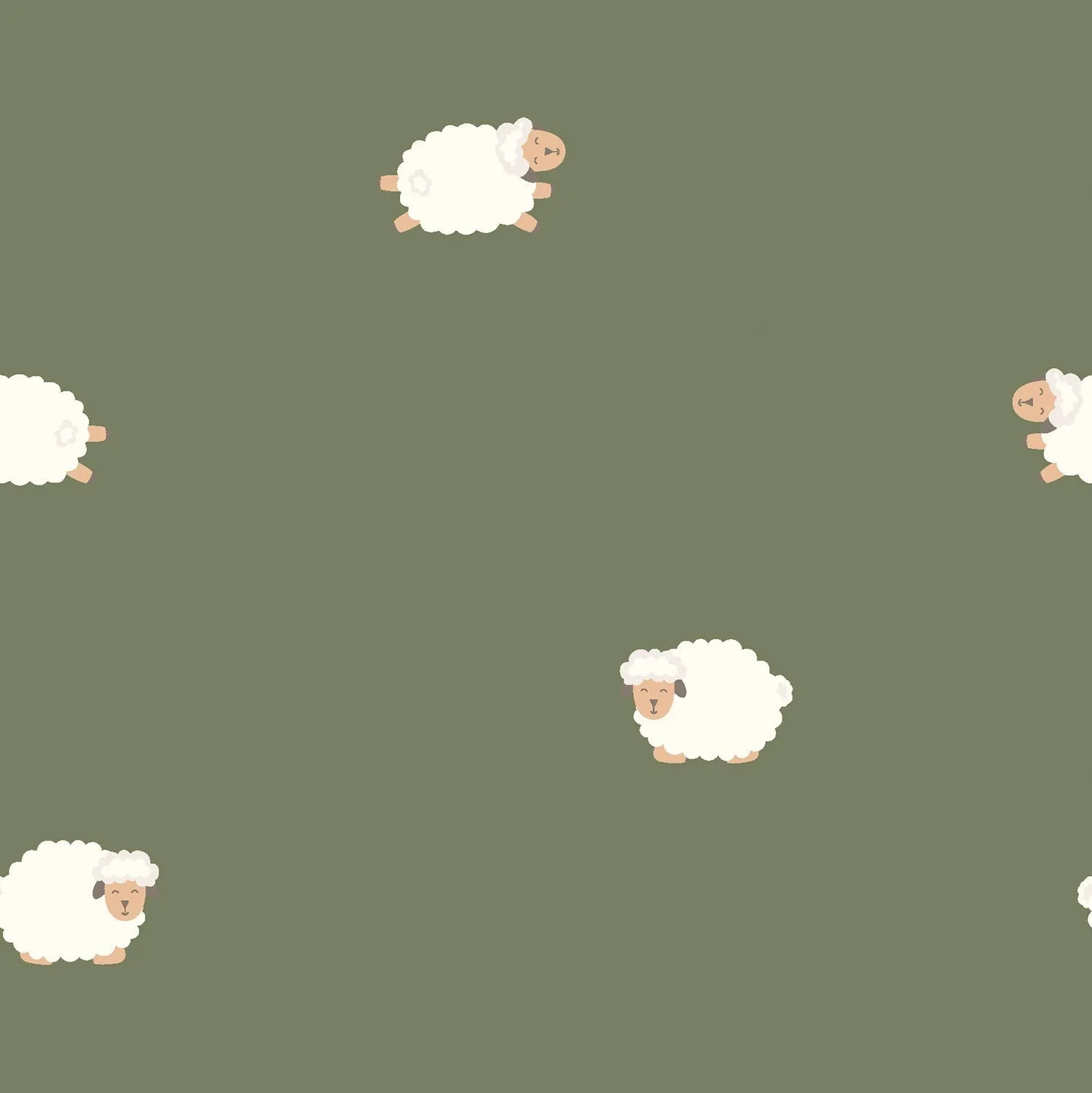 Cute Sheep - Printed Cotton Jersey - Green