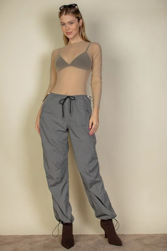 Drawstring Waist Parachute Pants