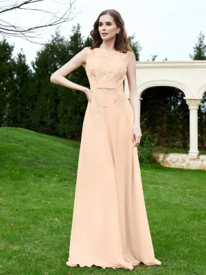 Elegant Illusion Lace Appliqued Dress With Buttons Peach Plus Size