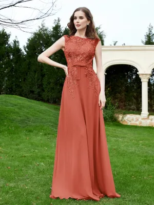 Elegant Illusion Lace Appliqued Dress With Buttons Rust Plus Size