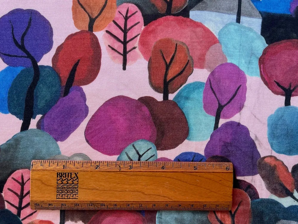 Fauvist Landscape Pink Viscose Jersey Knit (Made in Italy)