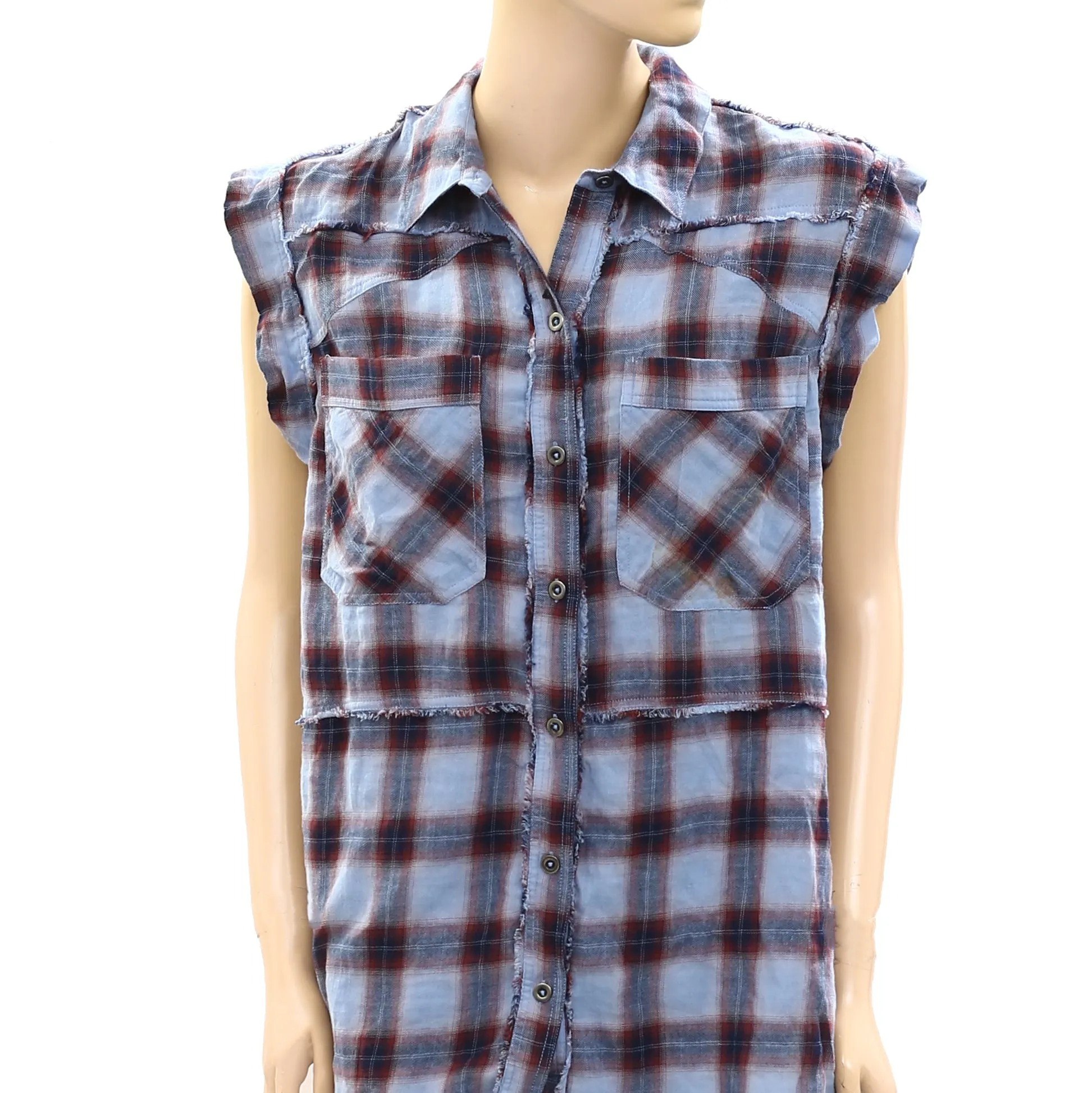 Free People Wave After Wave Plaid Tunic Top