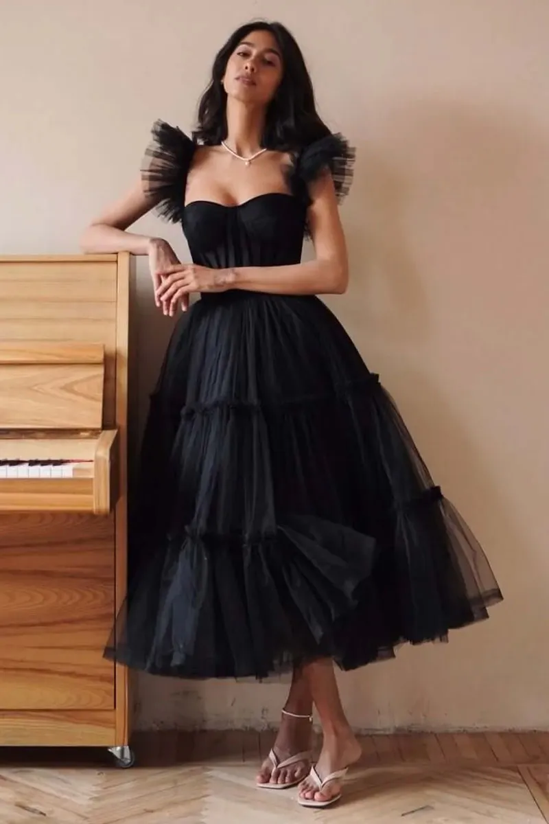 Geisha Bustier Graceful Tulle Midi Dress