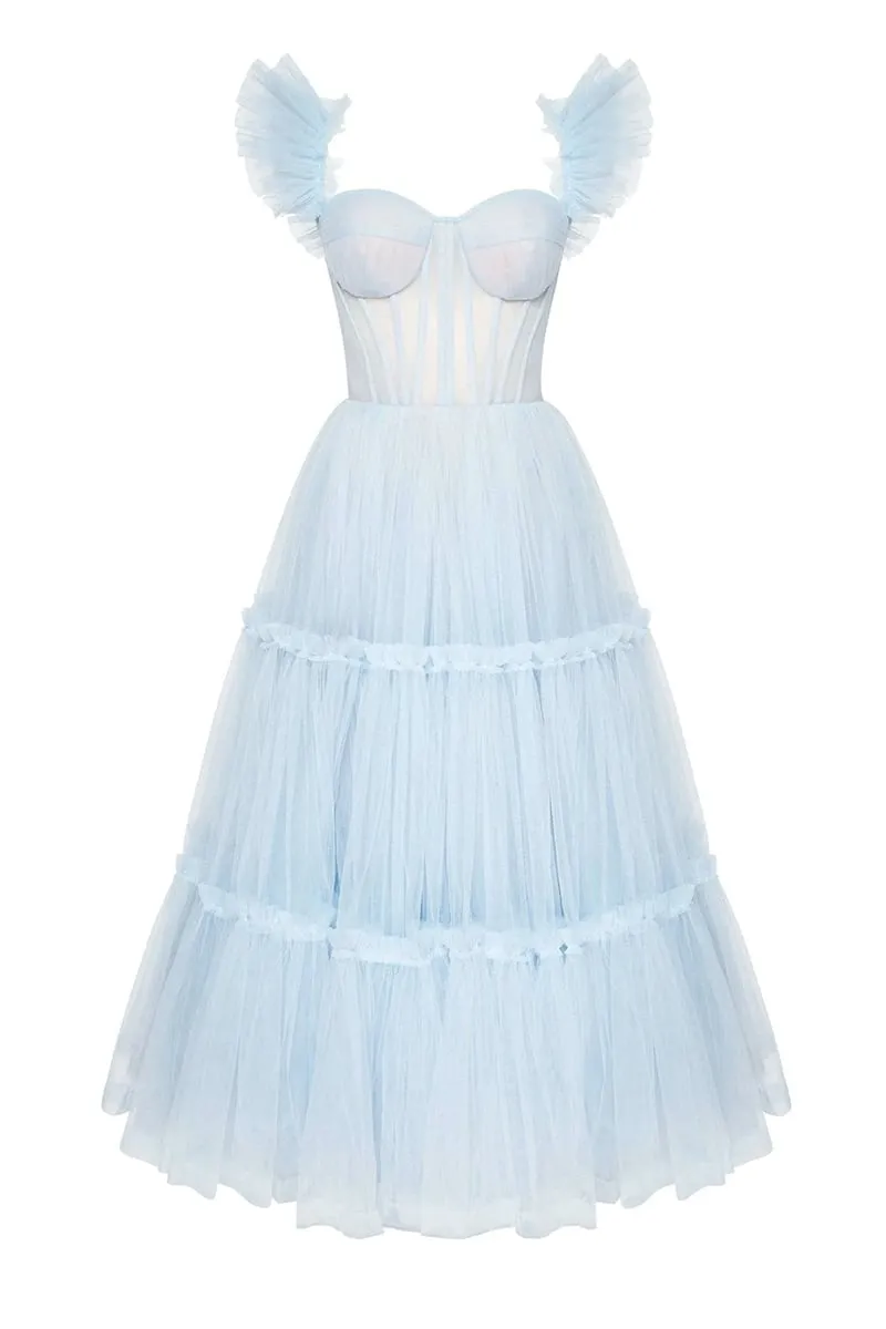 Geisha Bustier Graceful Tulle Midi Dress