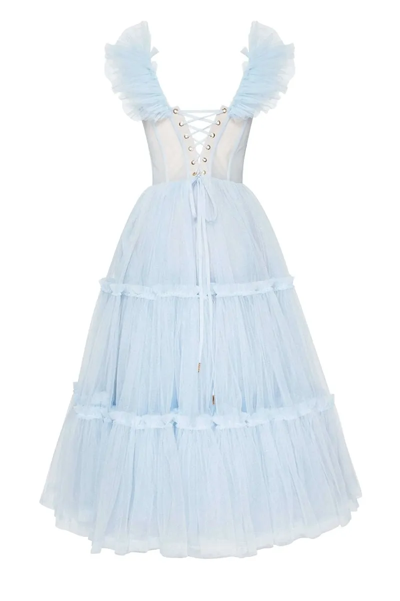 Geisha Bustier Graceful Tulle Midi Dress