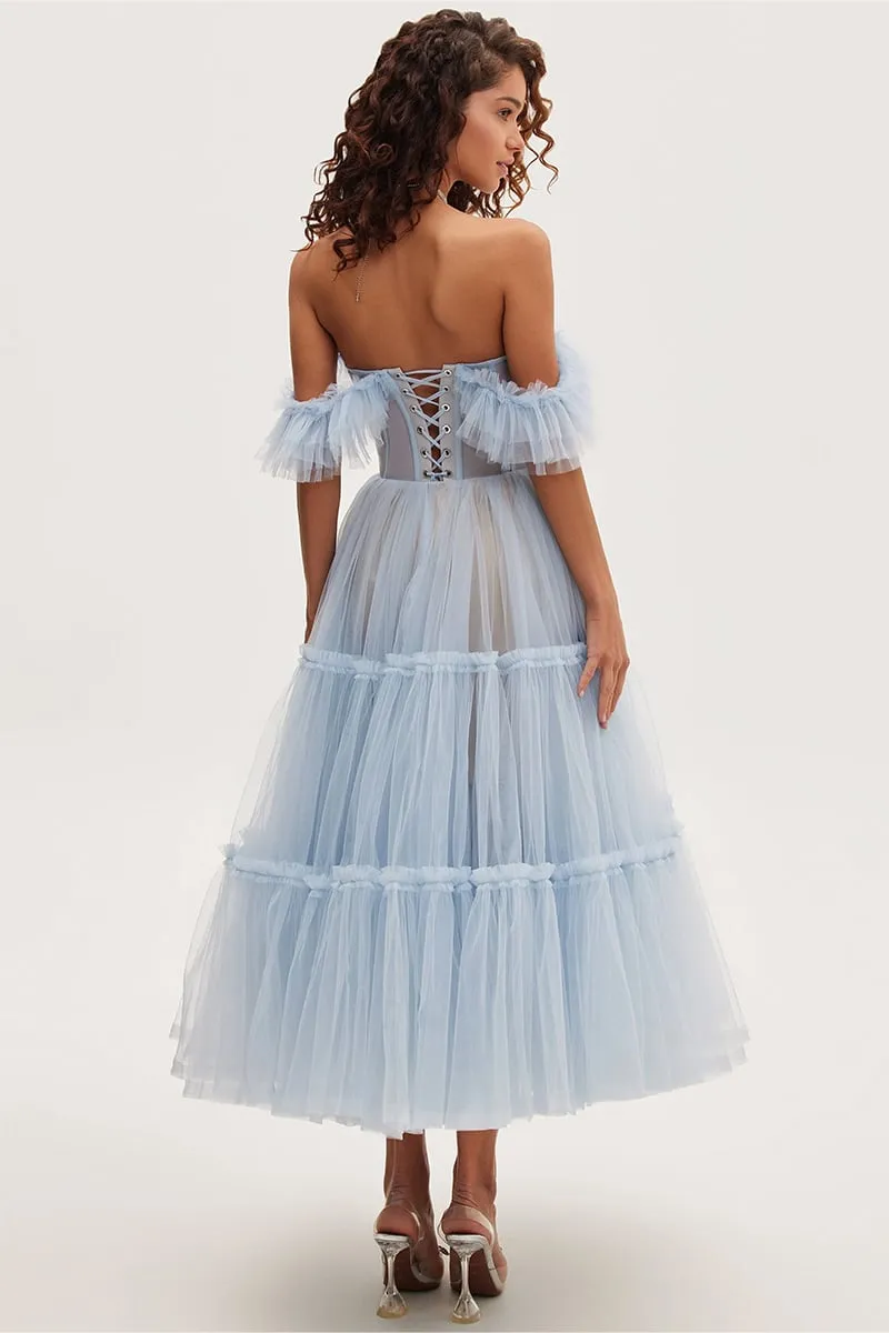 Geisha Bustier Graceful Tulle Midi Dress