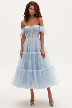 Geisha Bustier Graceful Tulle Midi Dress