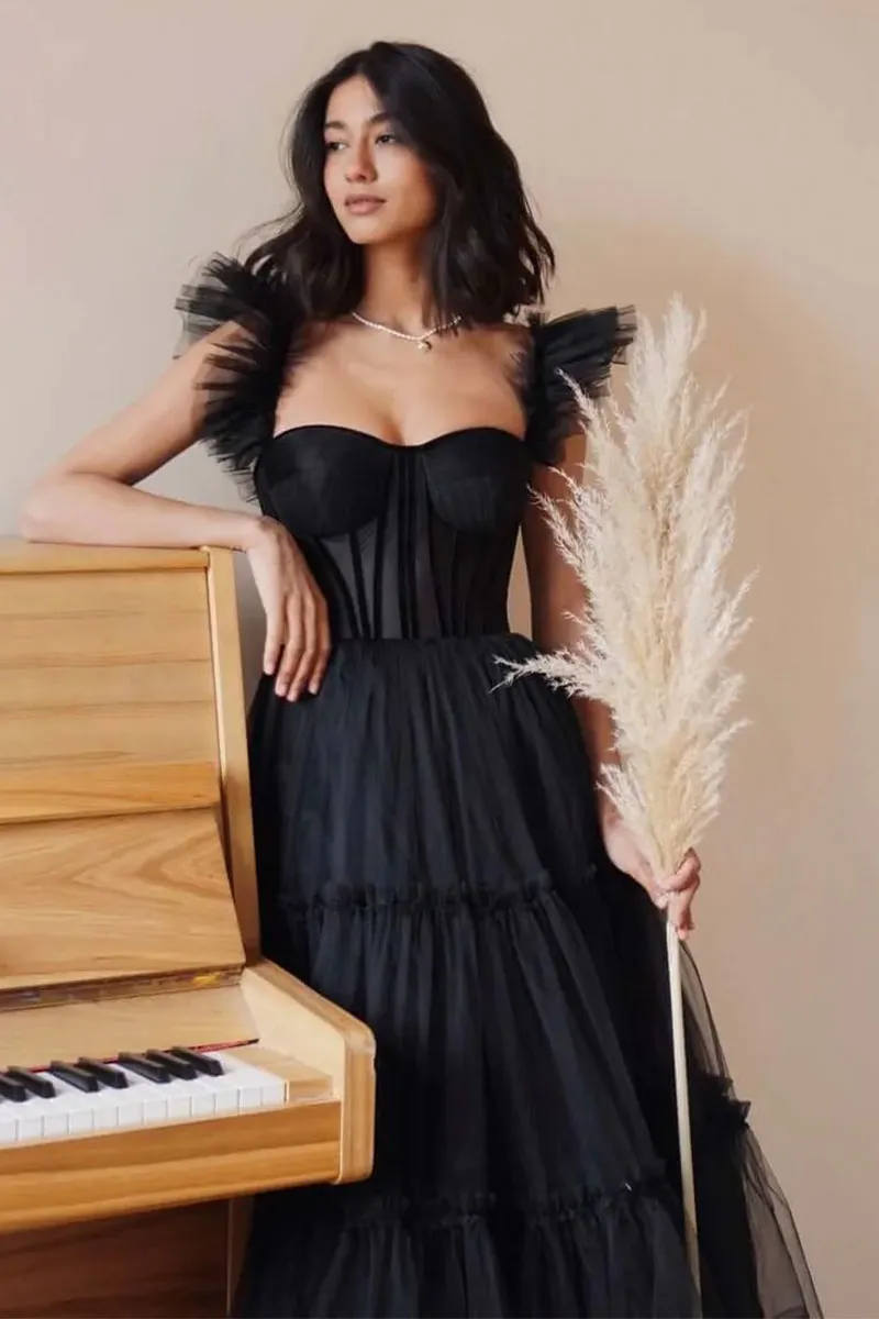 Geisha Bustier Graceful Tulle Midi Dress