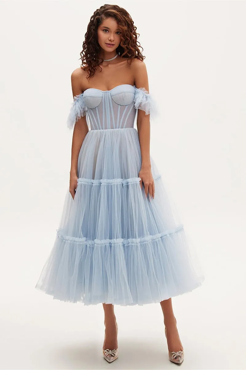 Geisha Bustier Graceful Tulle Midi Dress