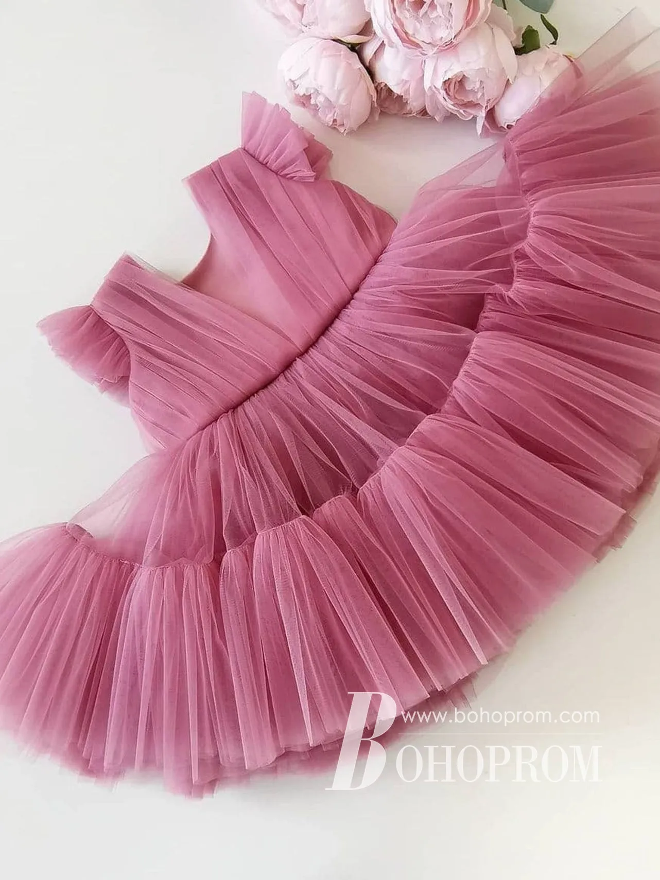 Graceful Tulle Knee-length A-line Puffy Flower Girl Dresses FD108