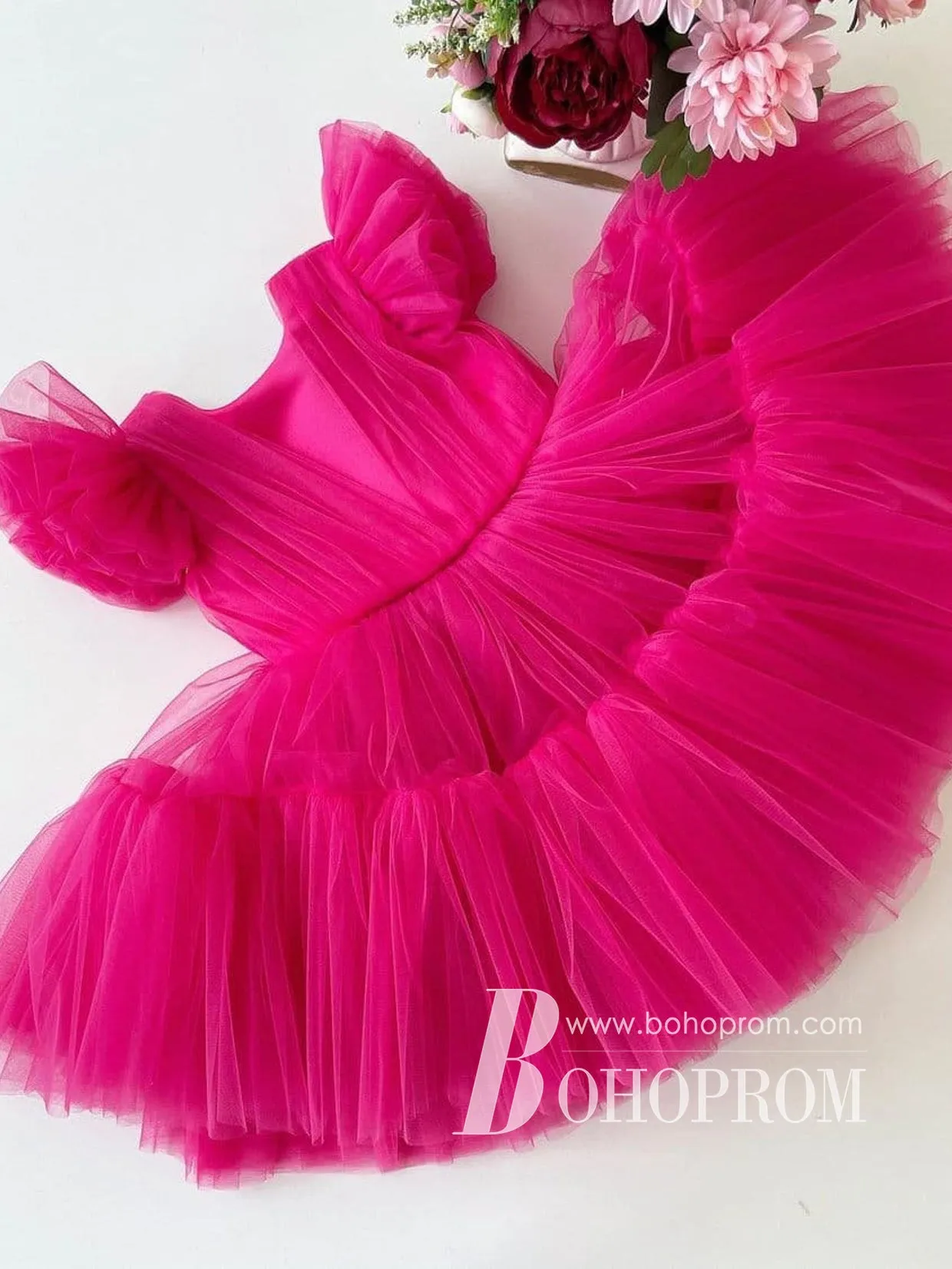 Graceful Tulle Knee-length A-line Puffy Flower Girl Dresses FD108