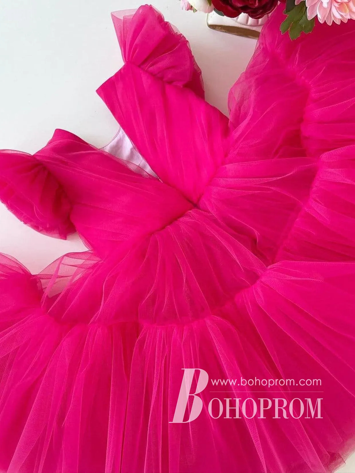Graceful Tulle Knee-length A-line Puffy Flower Girl Dresses FD108