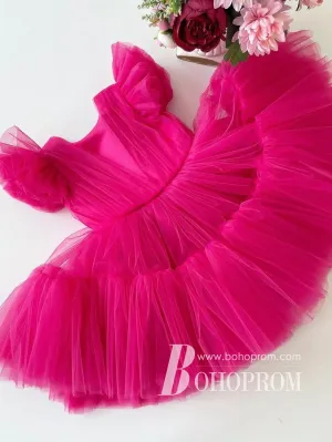 Graceful Tulle Knee-length A-line Puffy Flower Girl Dresses FD108