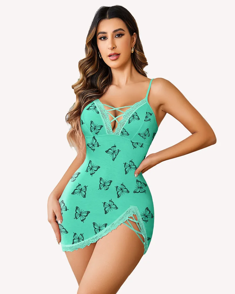 Halloween Lace Full Slip Side Slit Dress