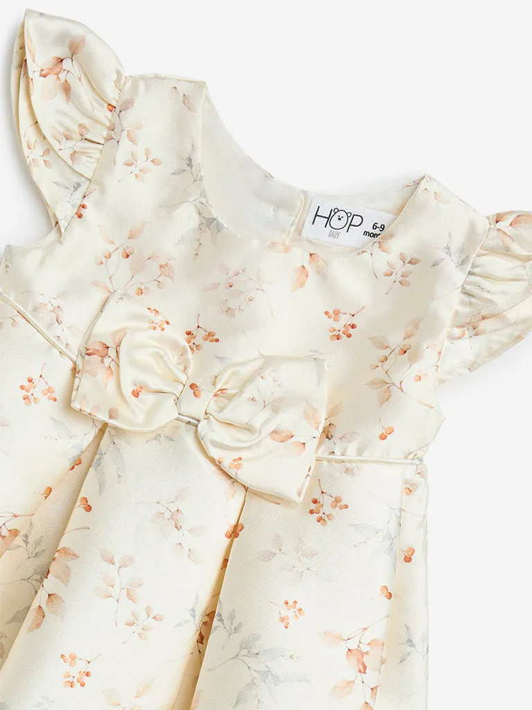 HOP Baby Off-White Floral Design Party Dress