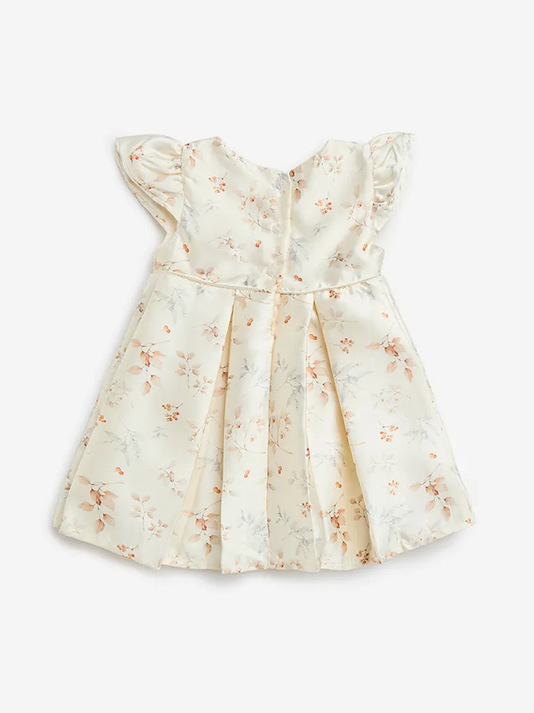 HOP Baby Off-White Floral Design Party Dress