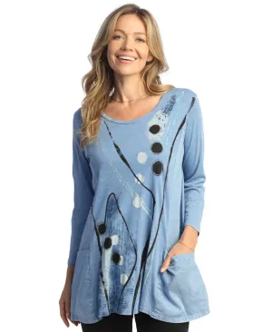 Jess & Jane "Tik Tak" Wavy Contrast Hi-Low Tunic - M60-1817
