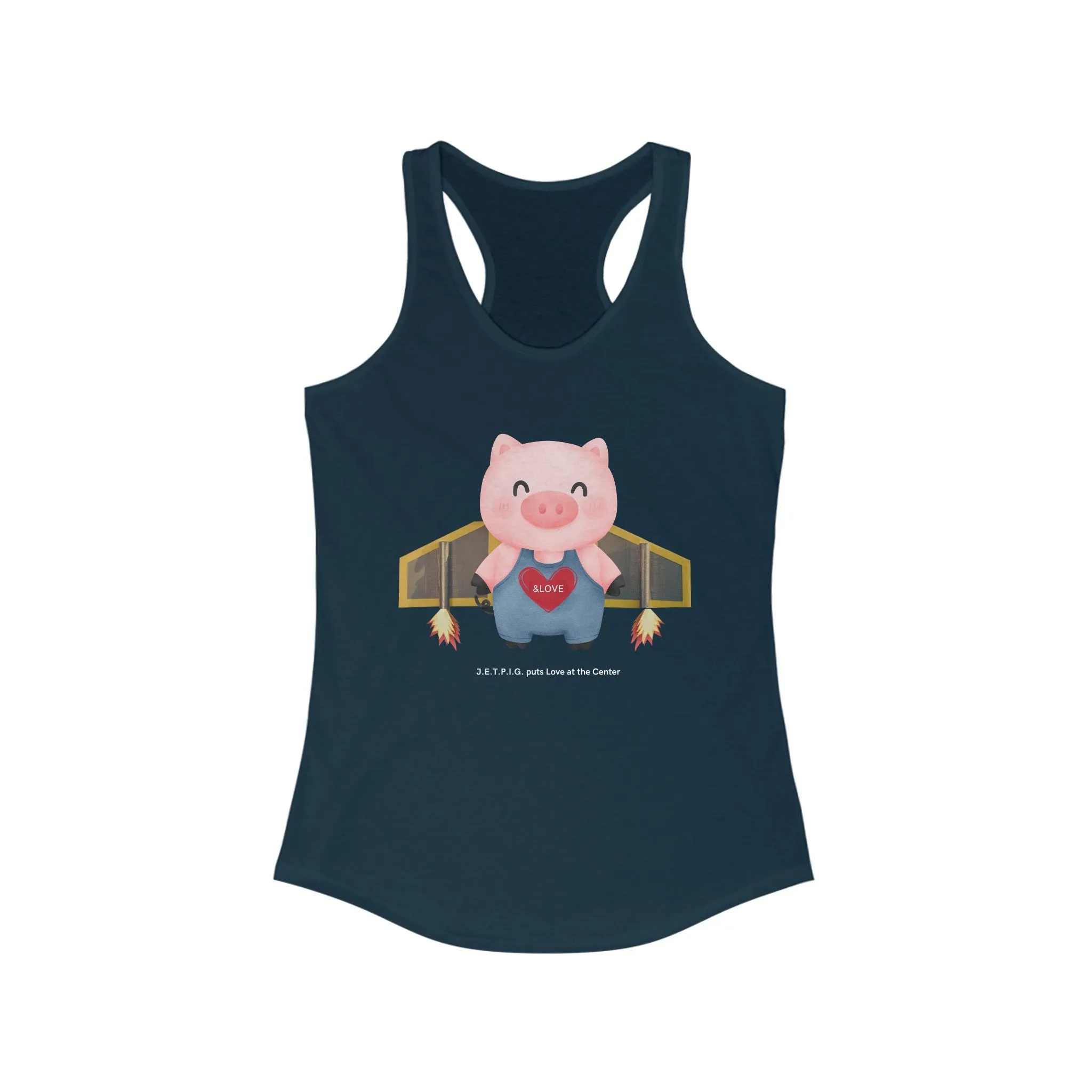 JETPIG Puts Love at the Center Racerback Tank - Adult (Front Only)