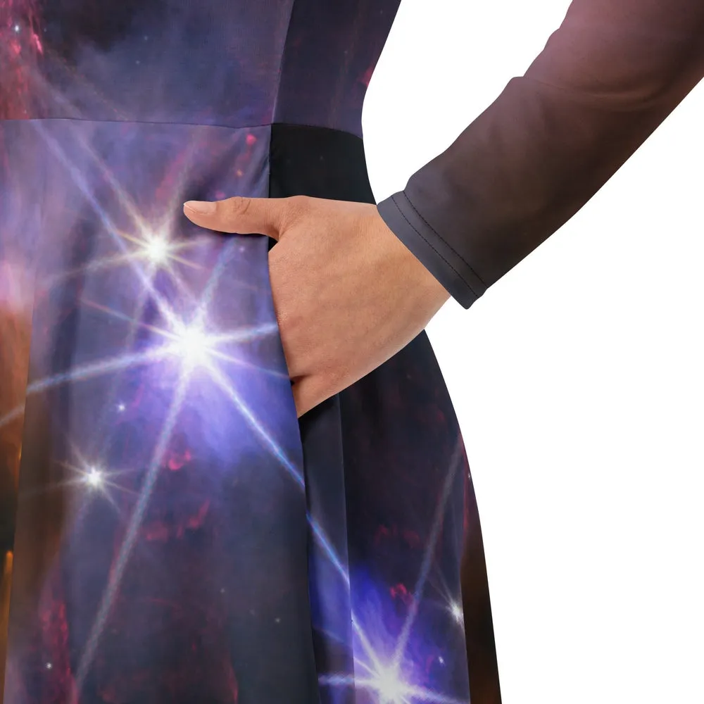 JWST Rho Ophiuchi Long Sleeve Midi Dress with Pockets
