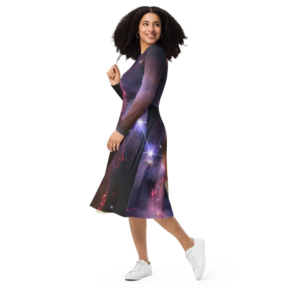 JWST Rho Ophiuchi Long Sleeve Midi Dress with Pockets